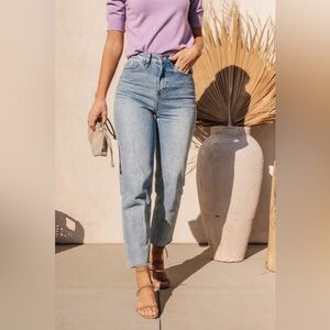 NWT Rashida Mom Jeans in High Waist Light Wash Relaxed Mom Fit 100% Cotton Jeans